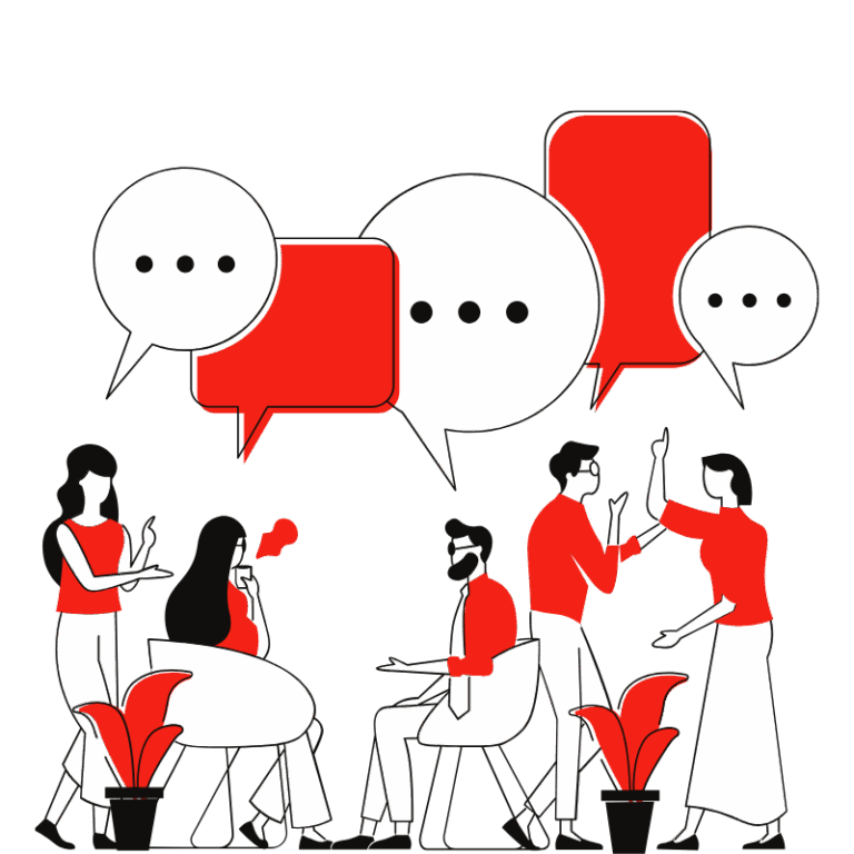 Illustration of customer interaction management software with unified all-in-one inbox for messages.